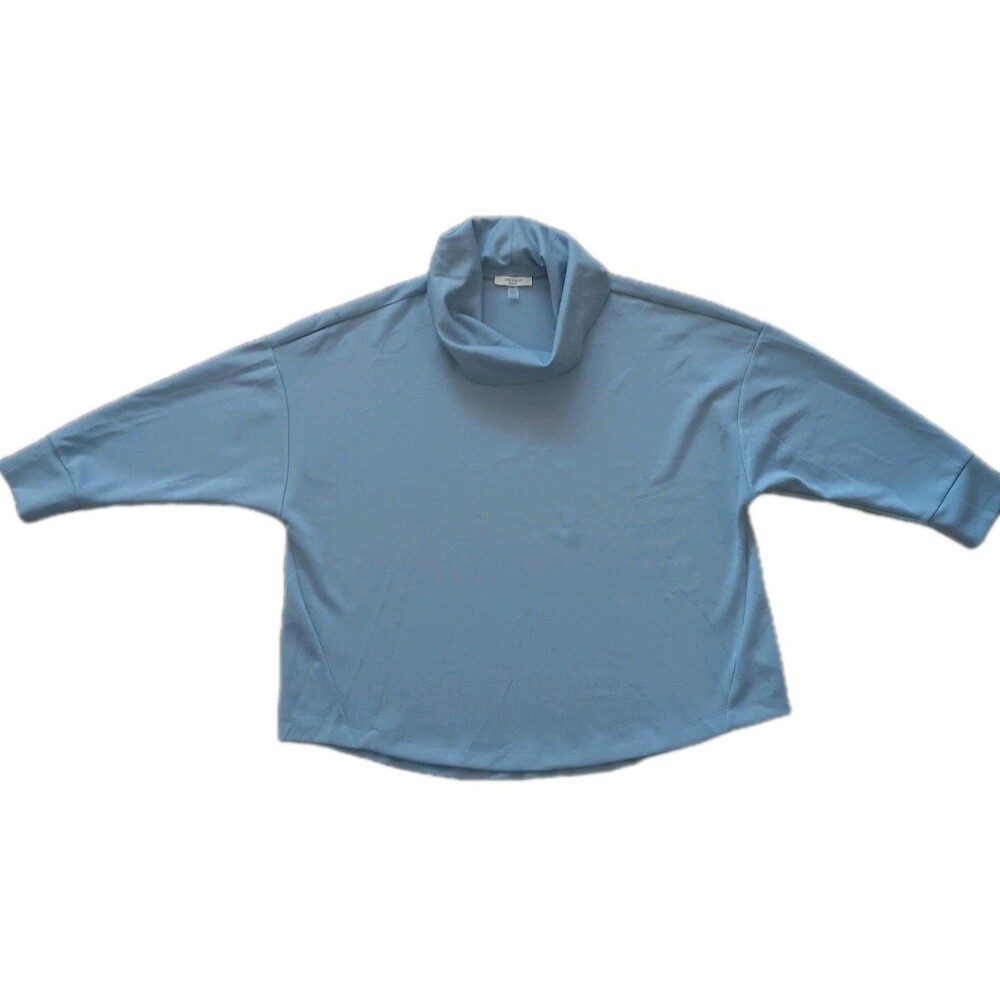 Cable & Gauge Sweater Women 2X Dusty Blue Cowlneck 3/4 Sleeve Coastal Soft Modal